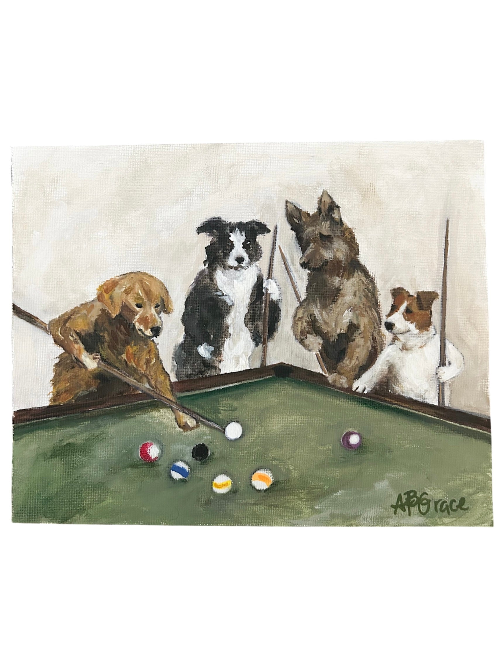 Dogs Playing Pool