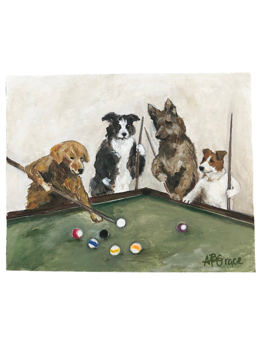 Dogs Playing Pool